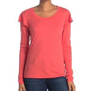 Sundry Long Sleeve Ruffle Tee Cherry Size 2/Medium